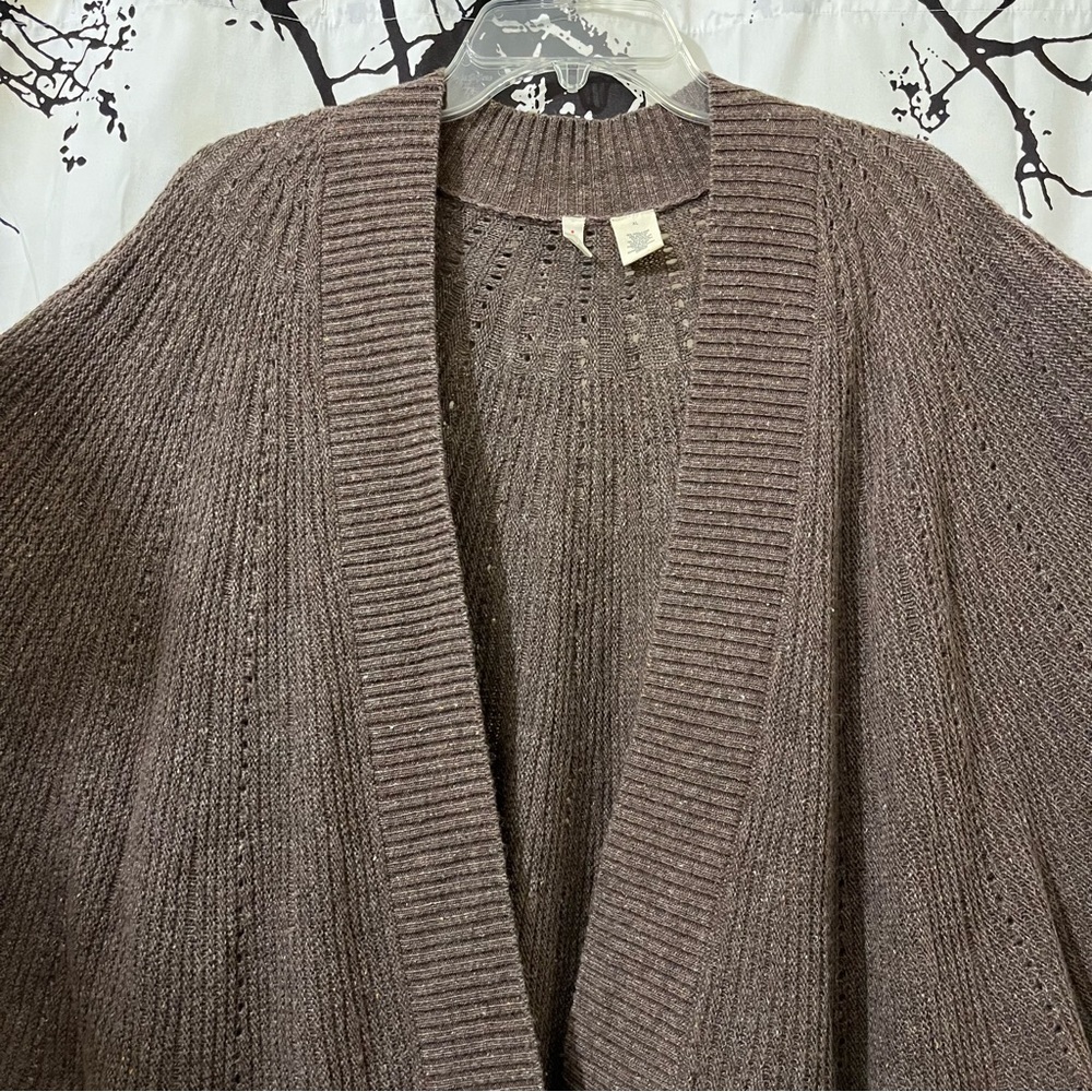 Moth Cardigan Sweater Wide Bell Sleeves 2 Button Closure Boho Festival Brown XL - Picture 2 of 12